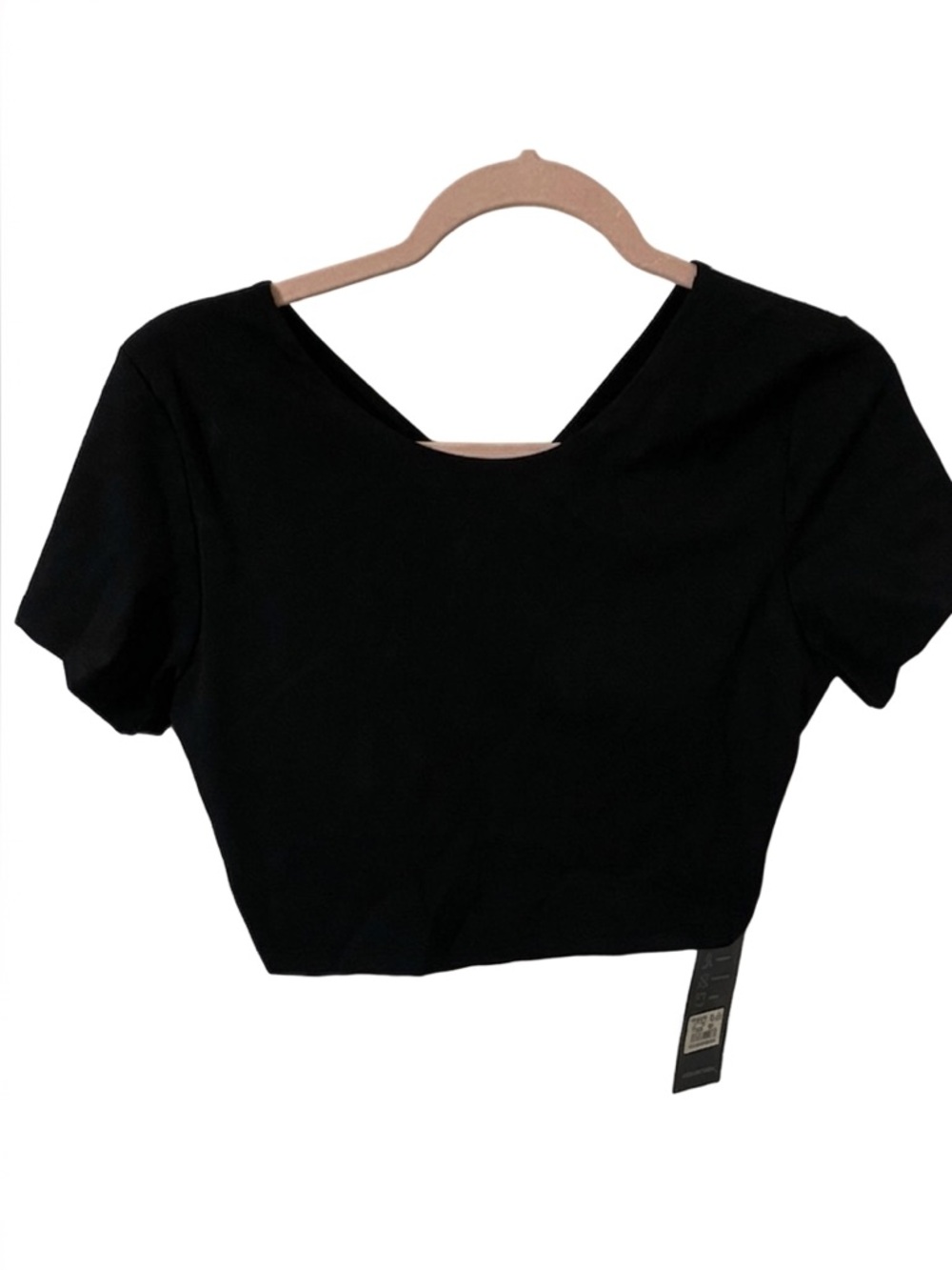S. Christina NWT Black Short Sleeve Crop Top Size XL